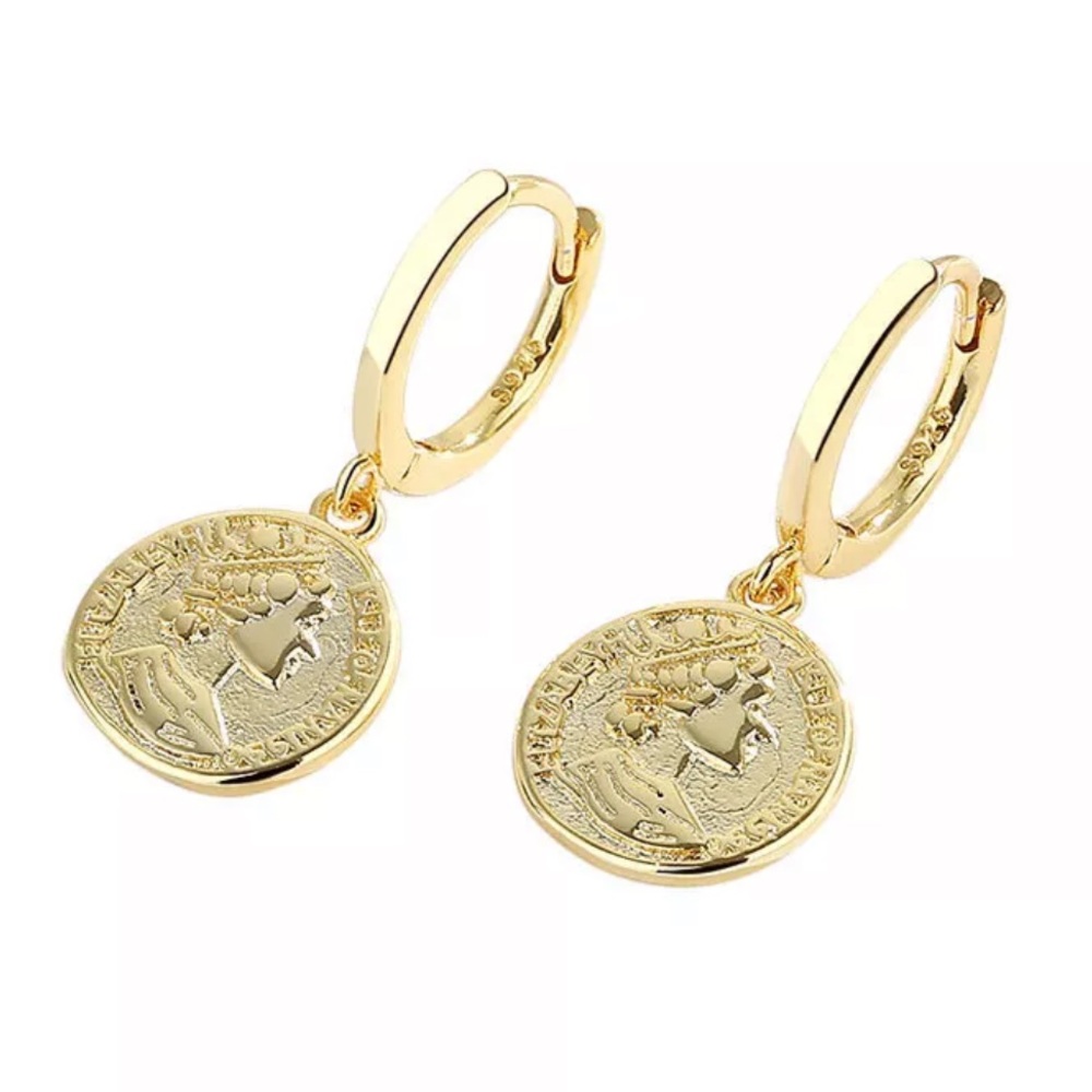 ⚡️Insta coin portrait gold plated earrings - Picture 3 of 4